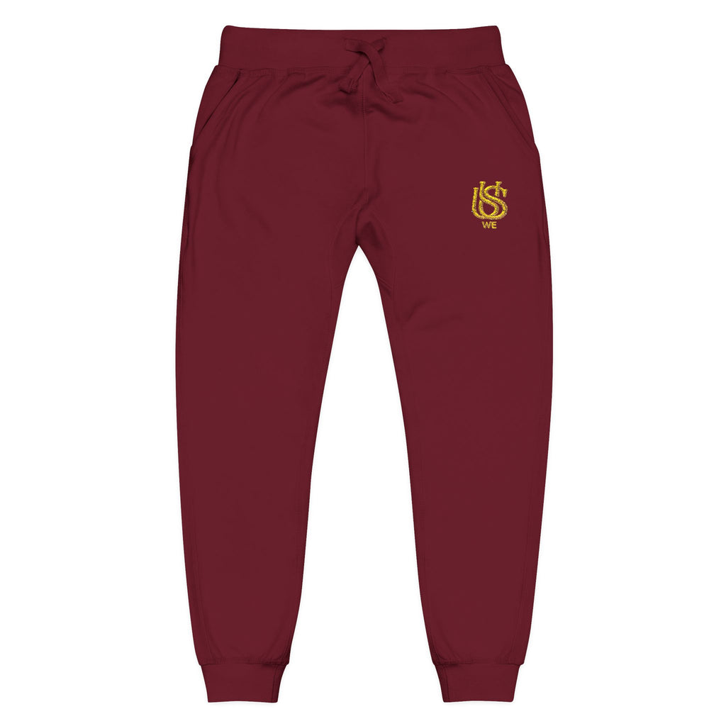 Embroidered USWE Gold Crest Sweatpants — Cozy Fleece Joggers