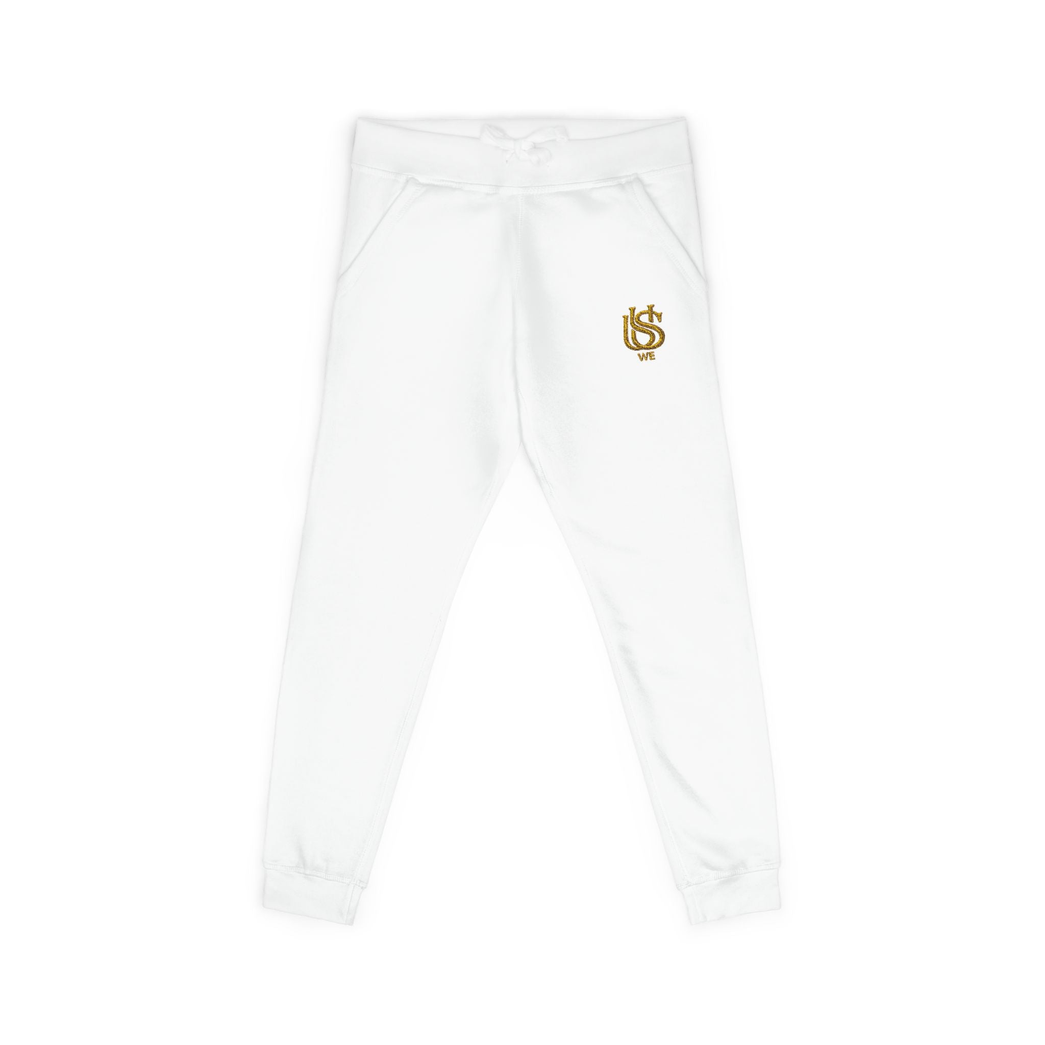 Embroidered USWE Gold Crest Sweatpants — Cozy Fleece Joggers