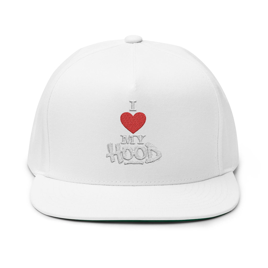I Heart My Hood Embroidered Flat Bill Cap