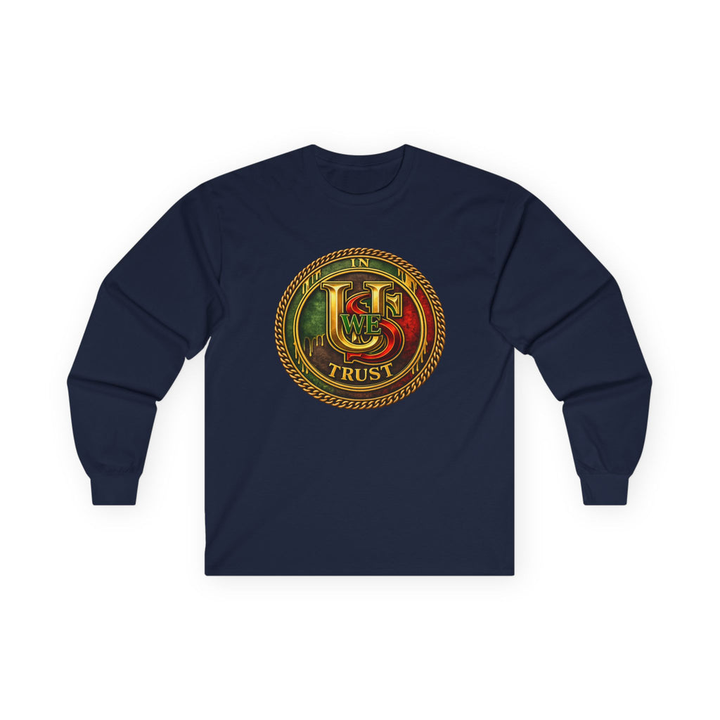 In USWE Trust Coin Graphic Long Sleeve Tee | Vintage Token Design