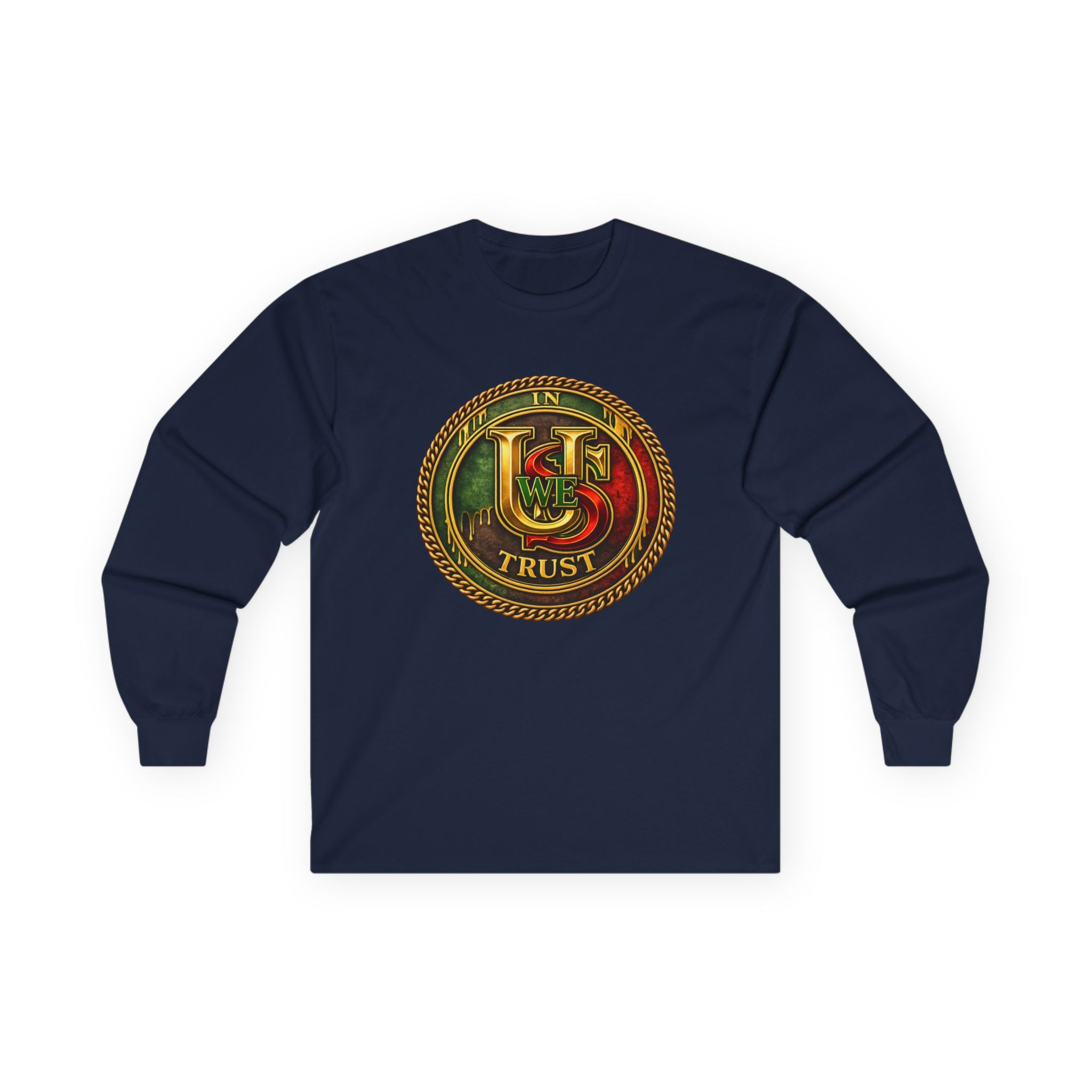 In USWE Trust Coin Graphic Long Sleeve Tee | Vintage Token Design