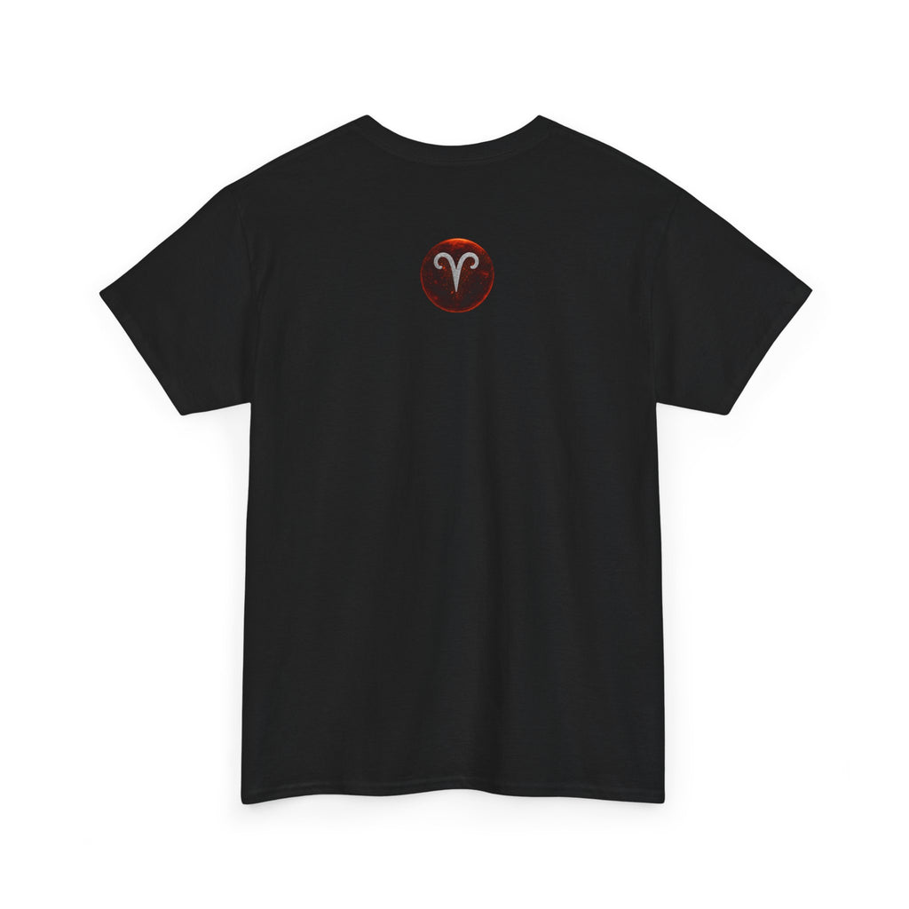 Aries Fire Ram T‑Shirt — Zodiac Astrology Tee with 'ARIES' Text