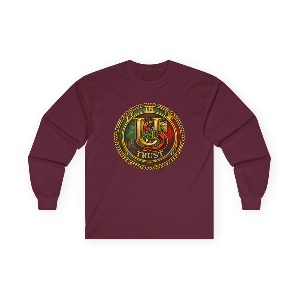 In USWE Trust Coin Graphic Long Sleeve Tee | Vintage Token Design