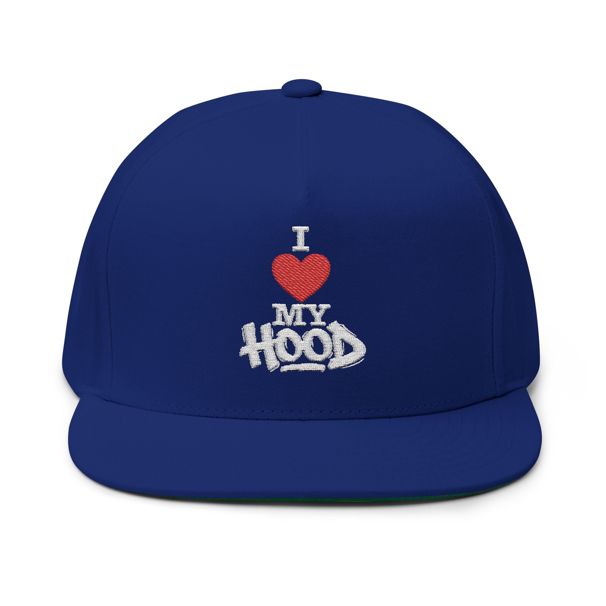 I Heart My Hood Embroidered Flat Bill Cap