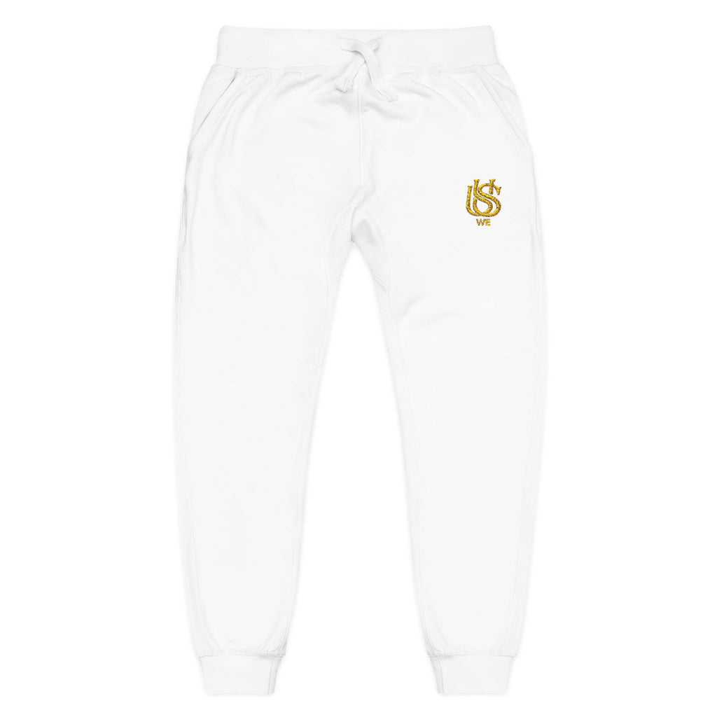 Embroidered USWE Gold Crest Sweatpants — Cozy Fleece Joggers