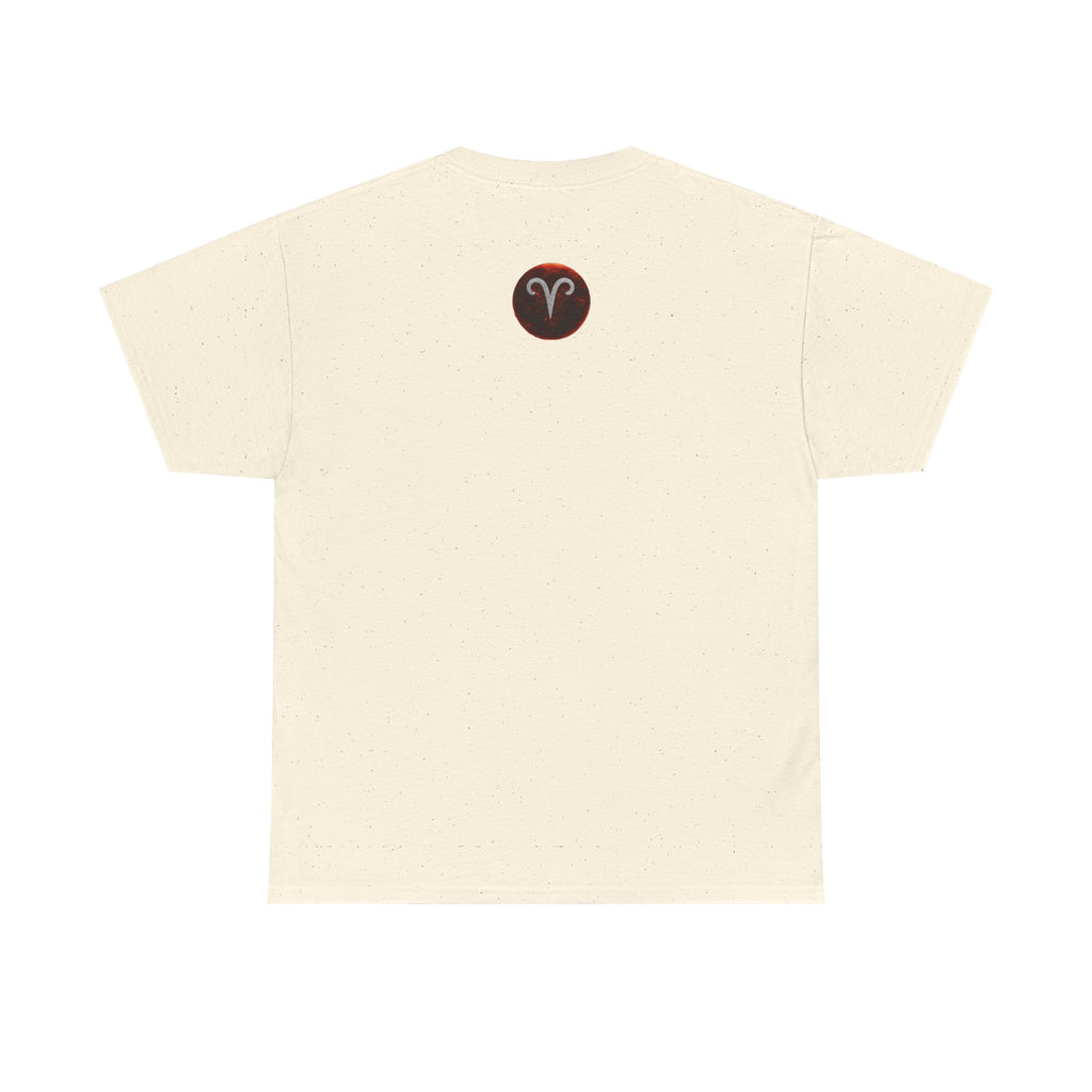 Aries Fire Ram T‑Shirt — Zodiac Astrology Tee with 'ARIES' Text