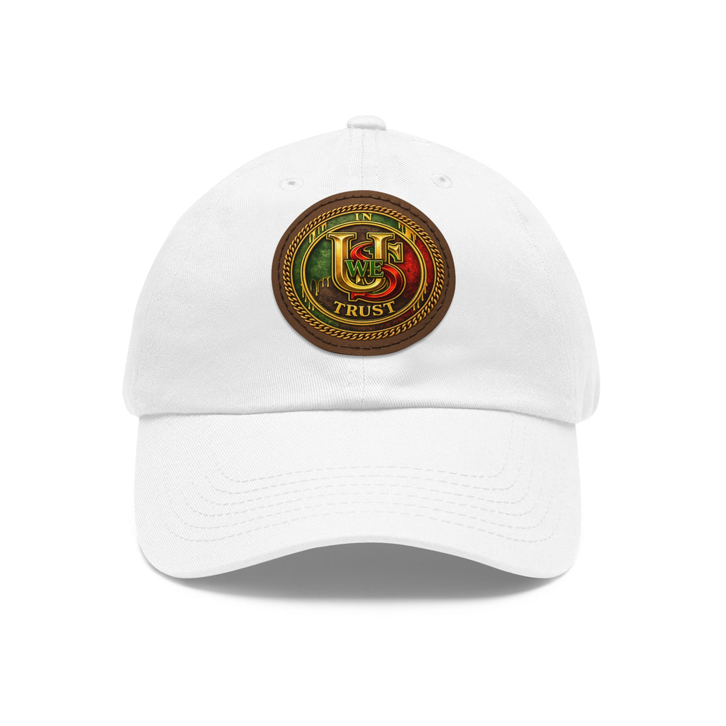 USWE Leather Patch Dad Hat — Vintage Gold Emblem Baseball Cap