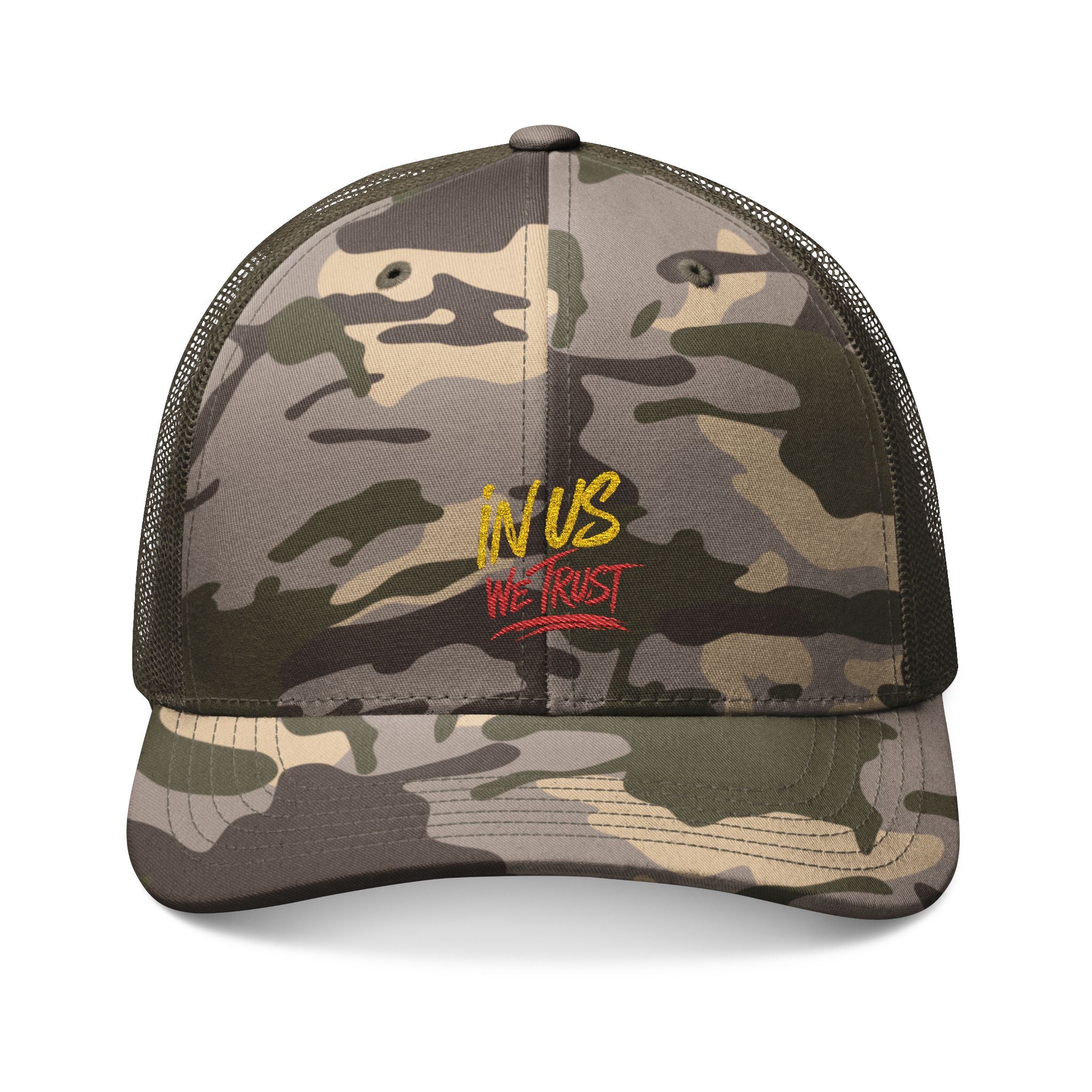 In Us We Trust camo trucker hat | embroidered camouflage cap