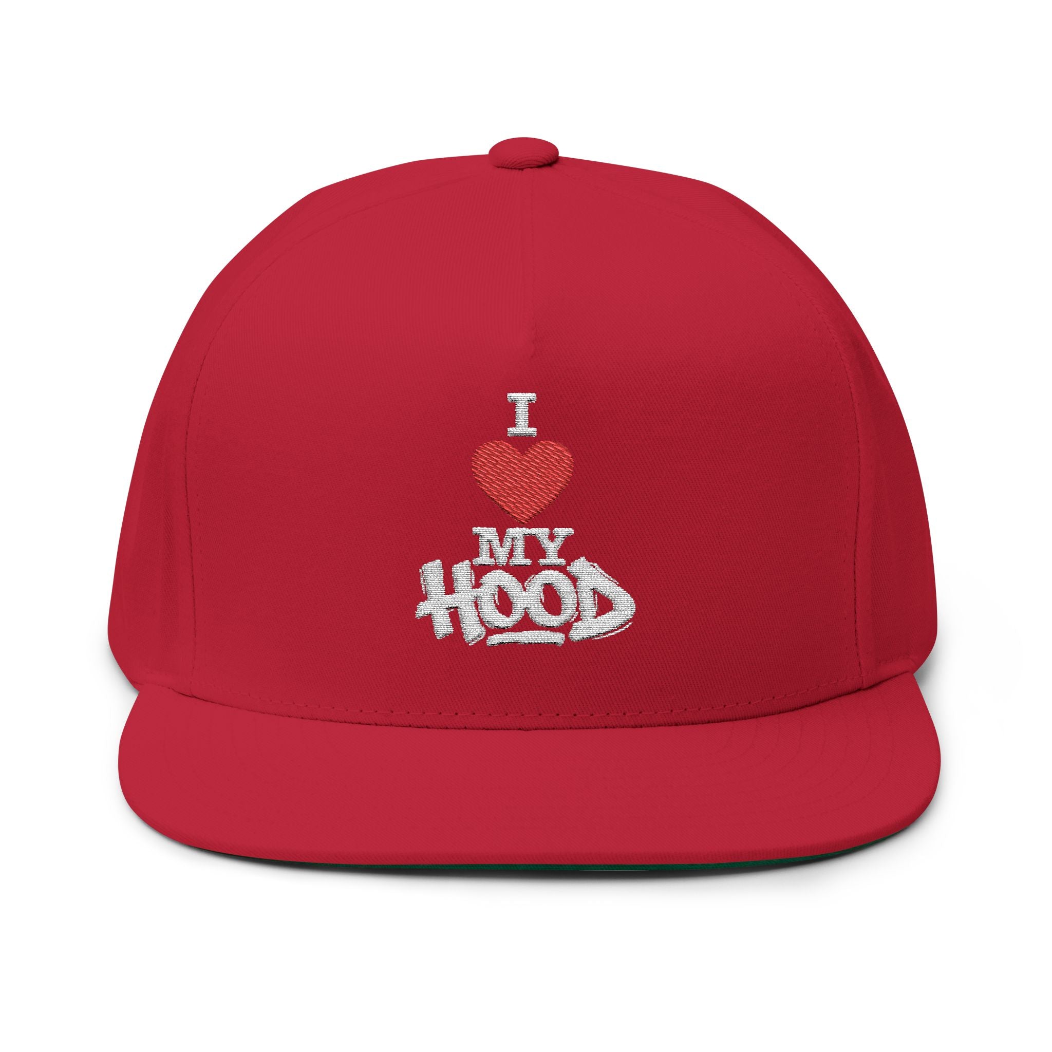 I Heart My Hood Embroidered Flat Bill Cap