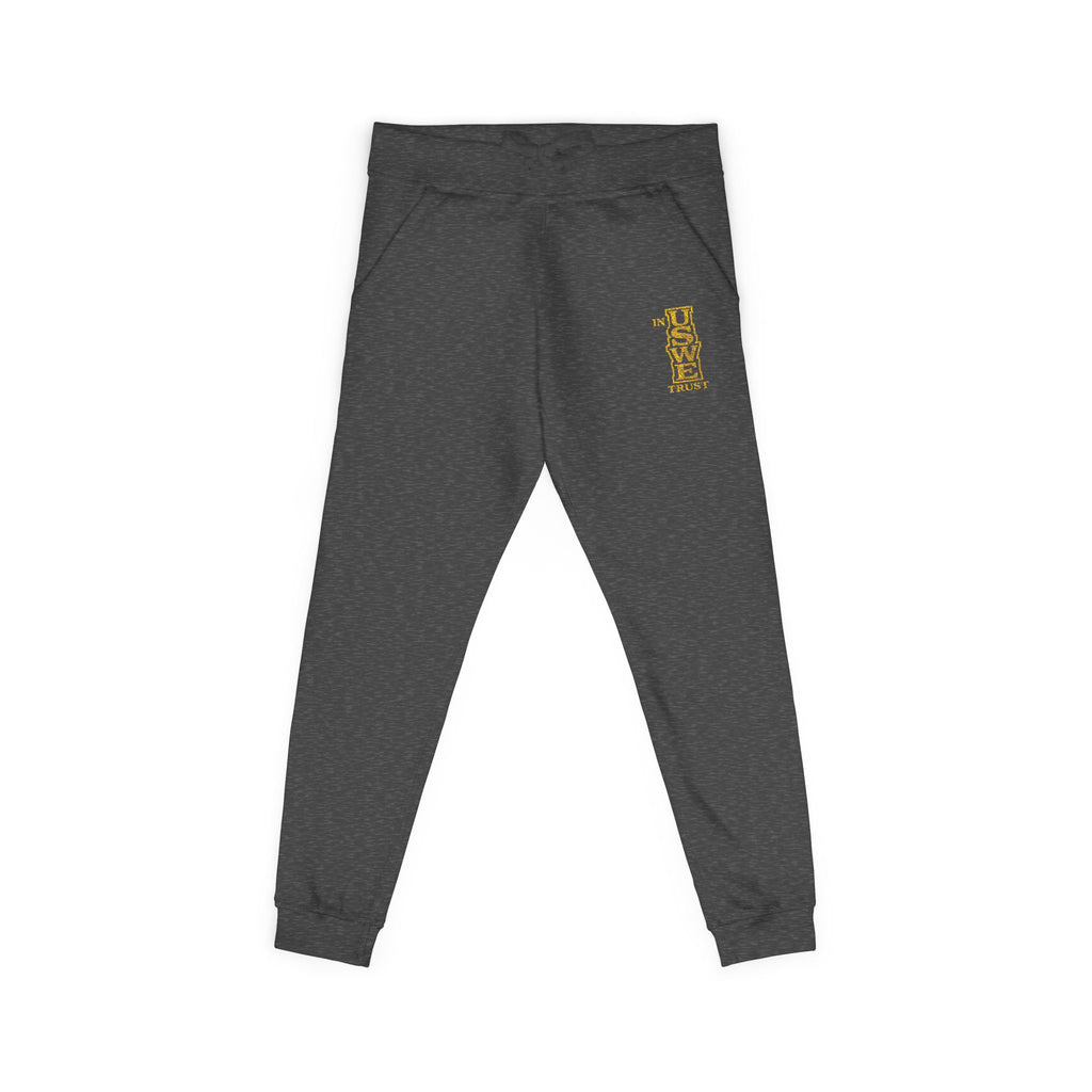Embroidered USWE Gold Crest Sweatpants — Cozy Fleece Joggers