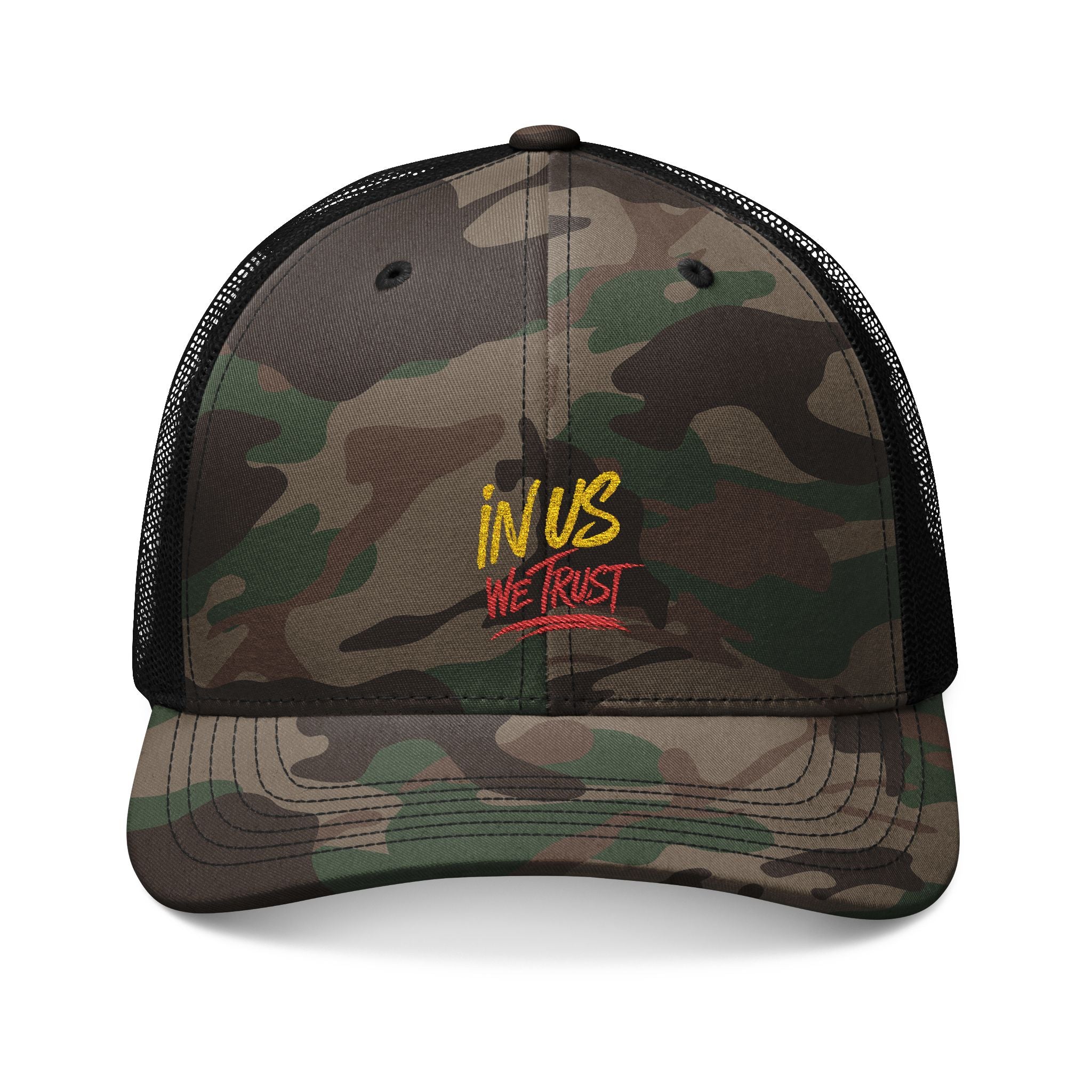 In Us We Trust camo trucker hat | embroidered camouflage cap