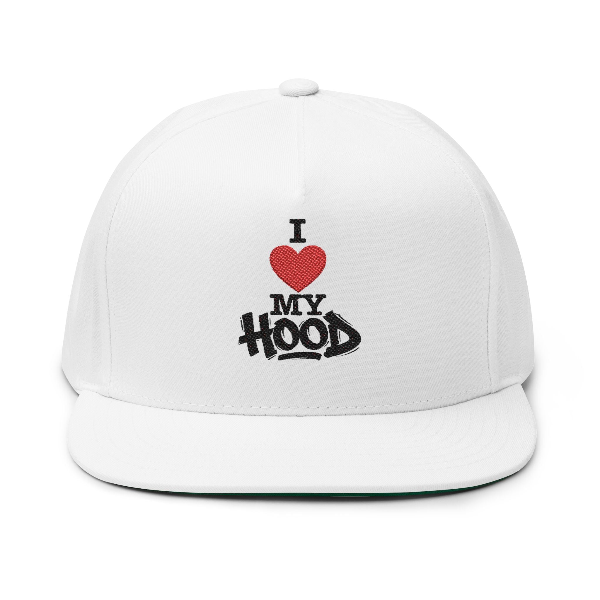 I Heart My Hood Embroidered Flat Bill Cap