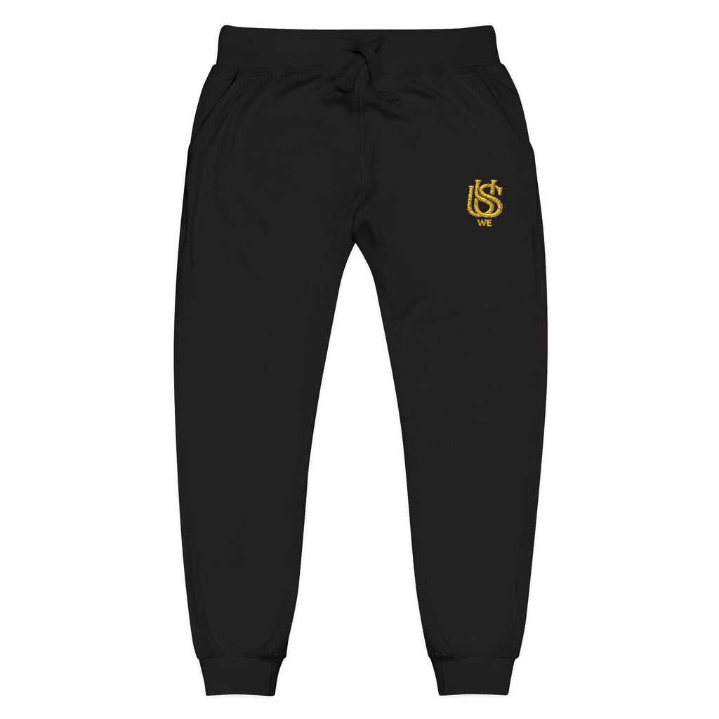 Embroidered USWE Gold Crest Sweatpants — Cozy Fleece Joggers