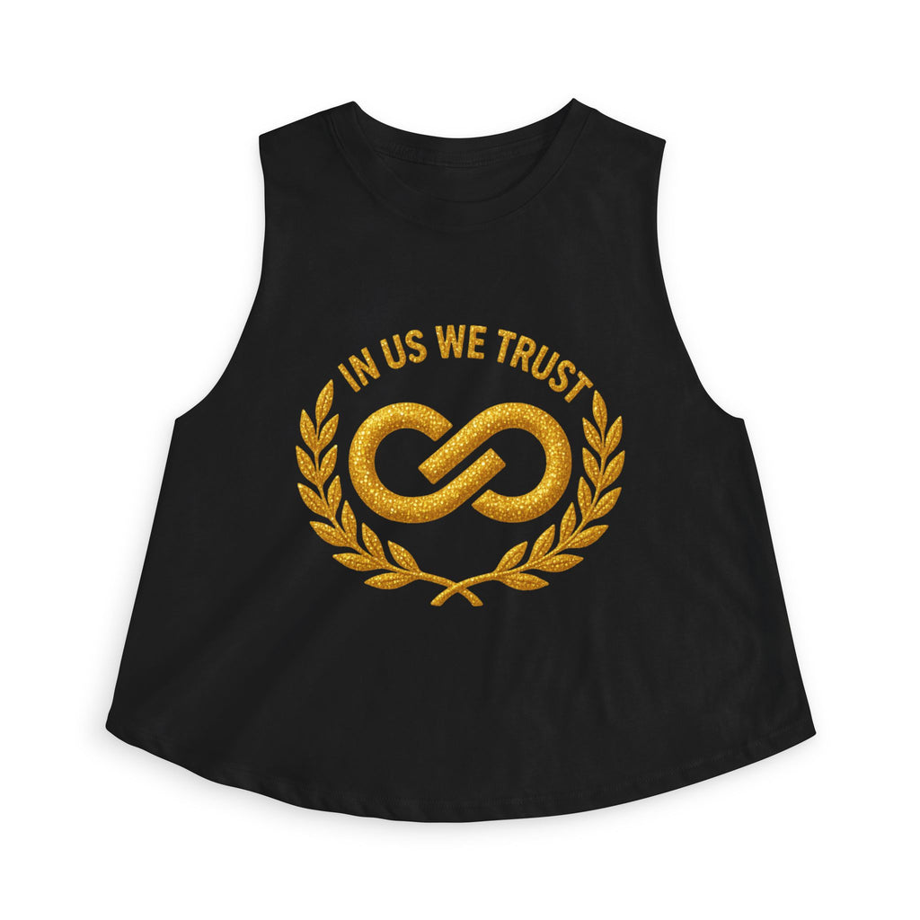 In Us We Trust Crop Top - Gold Infinity Link Women's Tank
