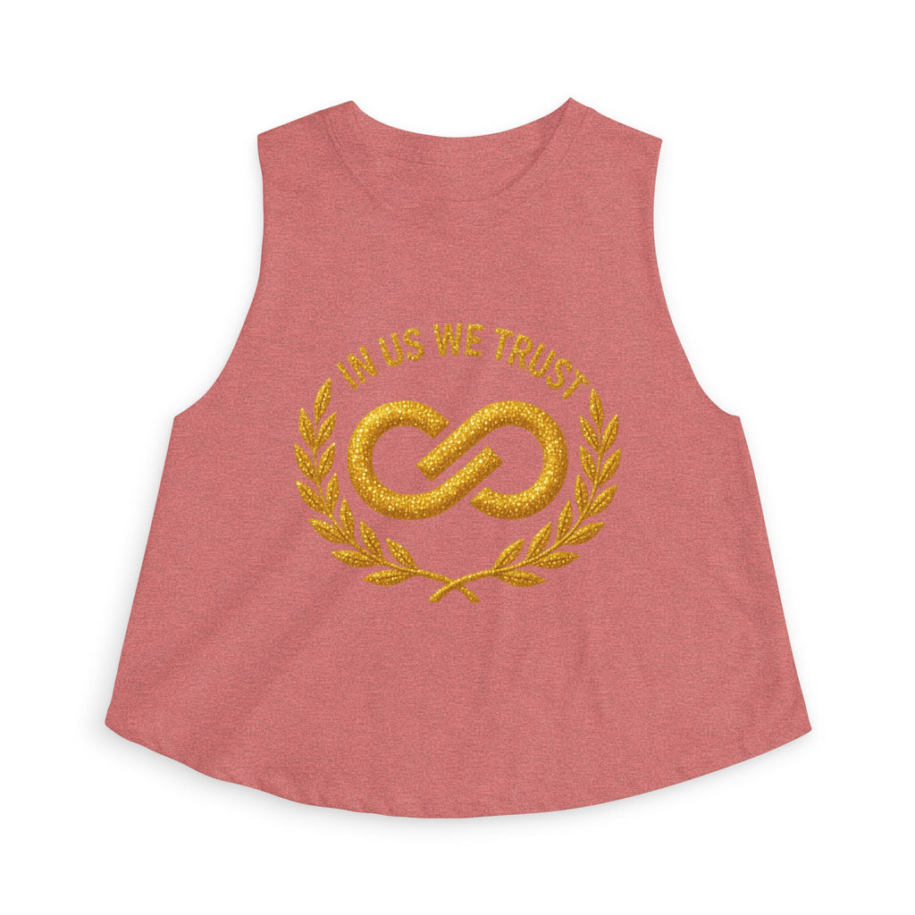 In Us We Trust Crop Top - Gold Infinity Link Women's Tank
