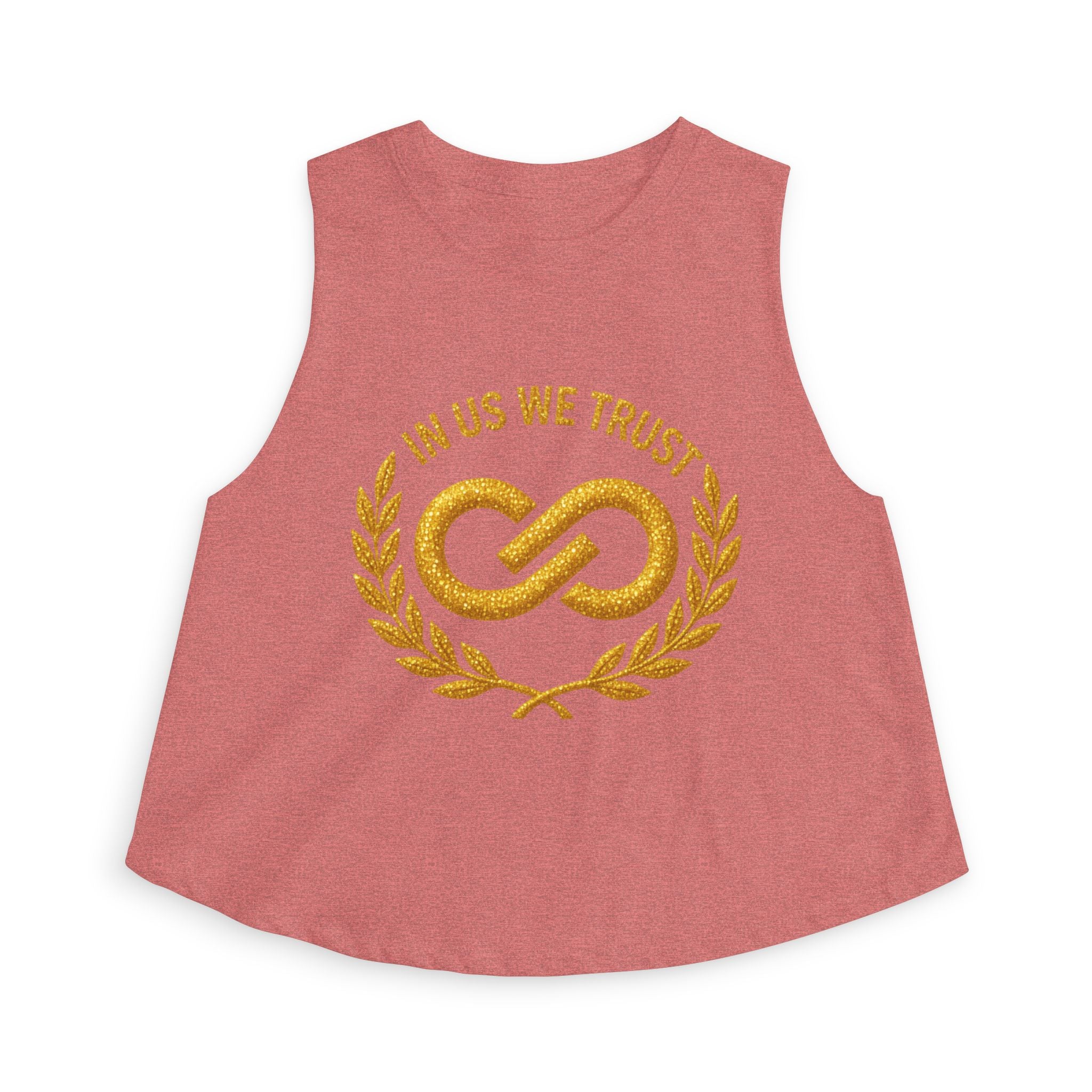 In Us We Trust Crop Top - Gold Infinity Link Women's Tank