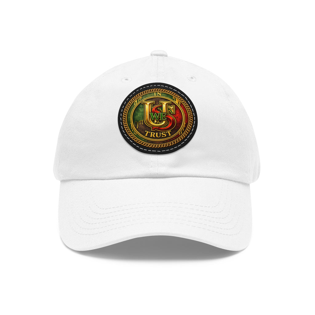 USWE Leather Patch Dad Hat — Vintage Gold Emblem Baseball Cap