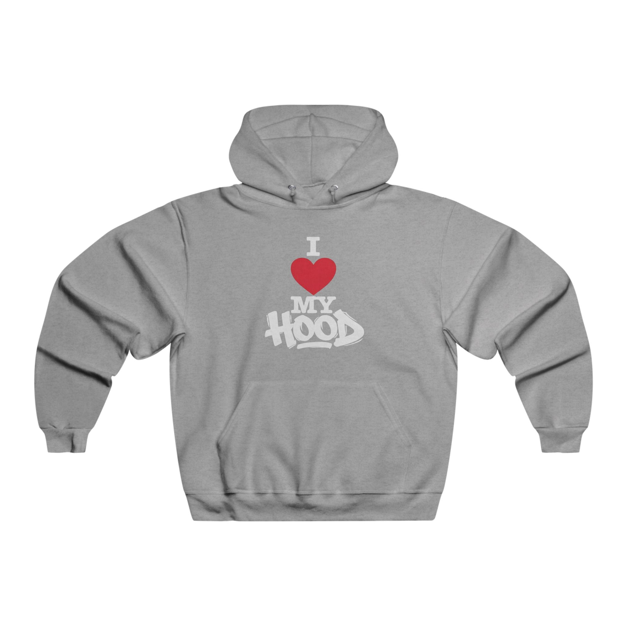 I  Love My Hood Graphic Hoodie – Men's Grey Streetwear Pullover USWE Graffiti