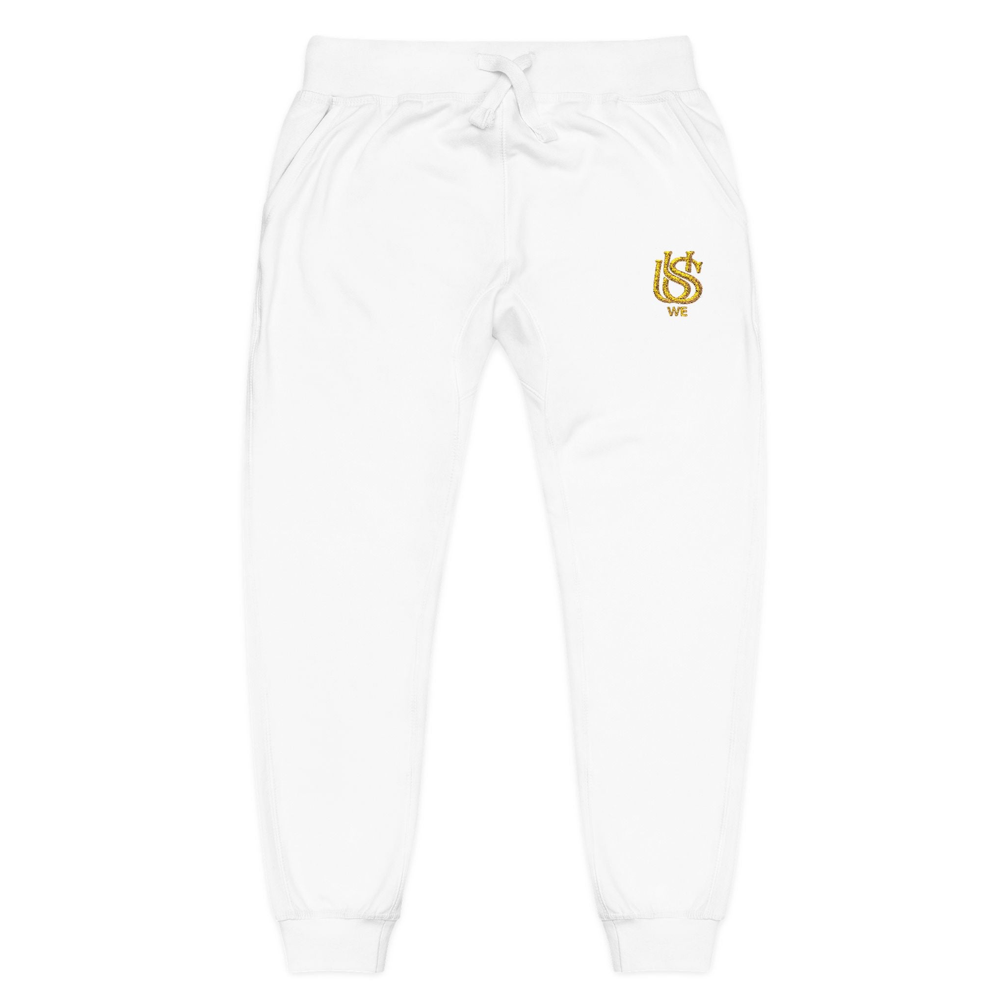 Embroidered USWE Gold Crest Sweatpants — Cozy Fleece Joggers
