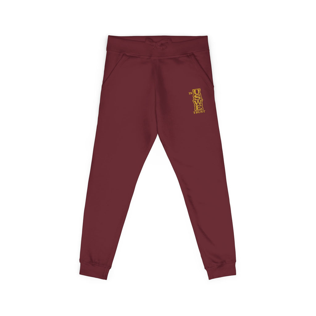Embroidered USWE Gold Crest Sweatpants — Cozy Fleece Joggers