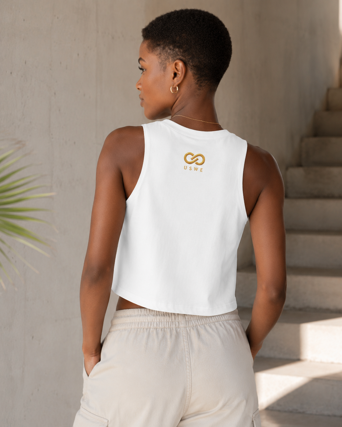 In Us We Trust Crop Top - Gold Infinity Link Women's Tank