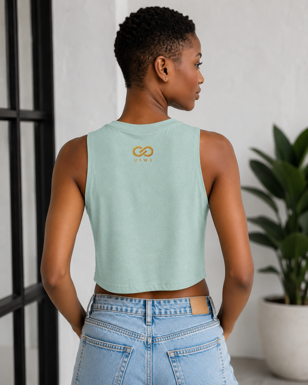 In Us We Trust Crop Top - Gold Infinity Link Women's Tank