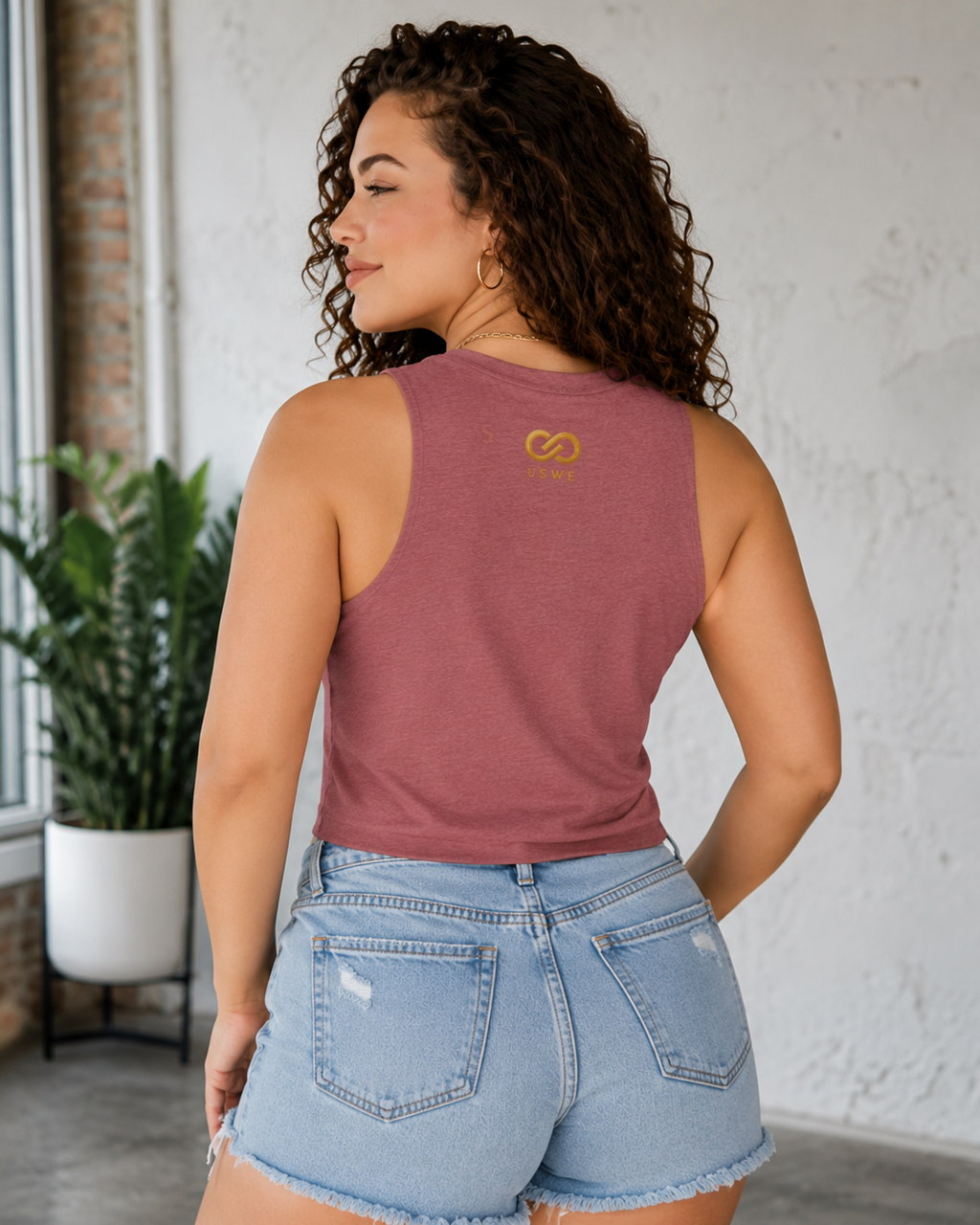 In Us We Trust Crop Top - Gold Infinity Link Women's Tank