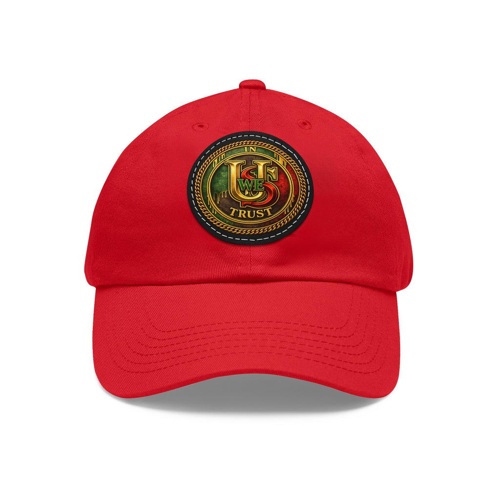 USWE Leather Patch Dad Hat — Vintage Gold Emblem Baseball Cap