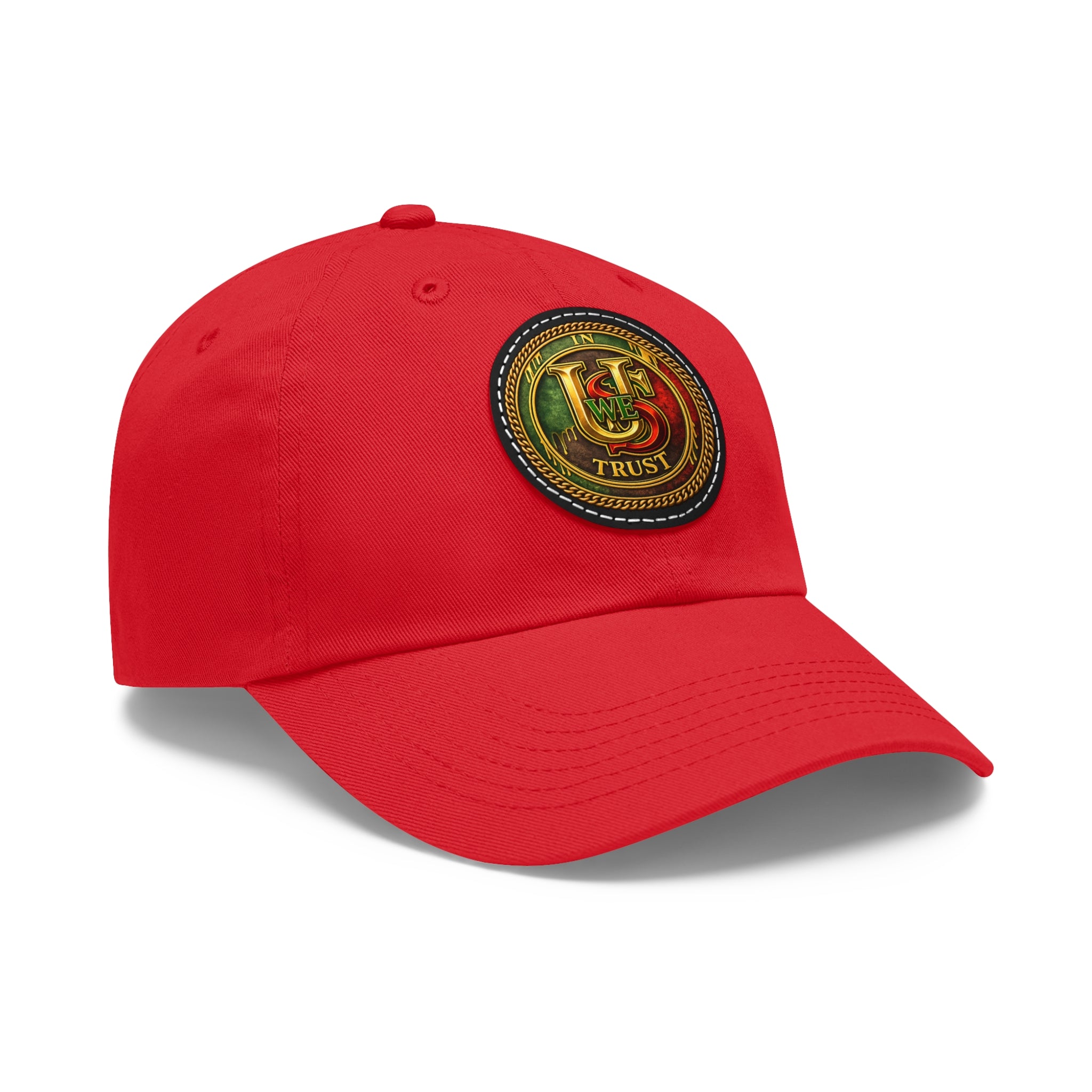 USWE Leather Patch Dad Hat — Vintage Gold Emblem Baseball Cap