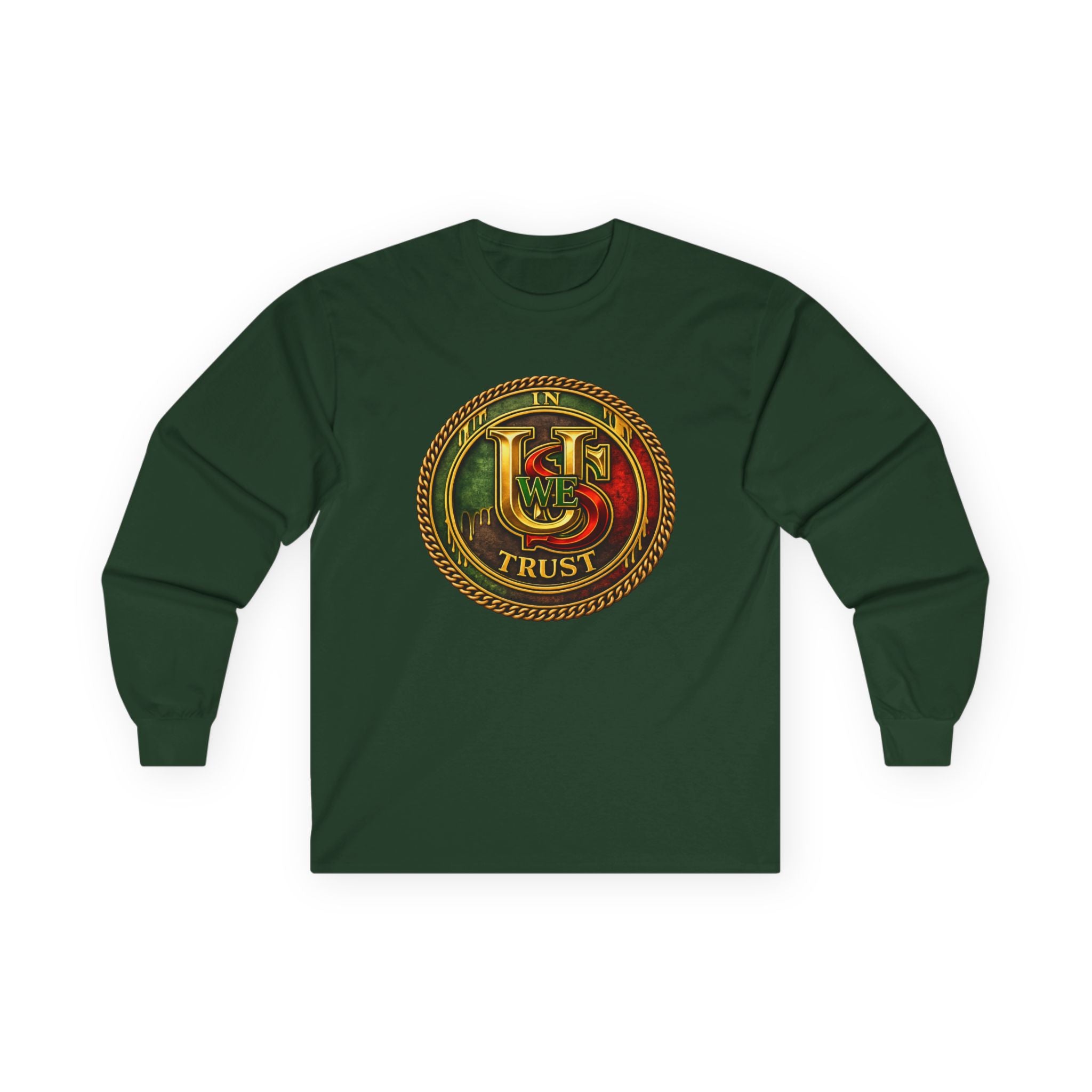 In USWE Trust Coin Graphic Long Sleeve Tee | Vintage Token Design