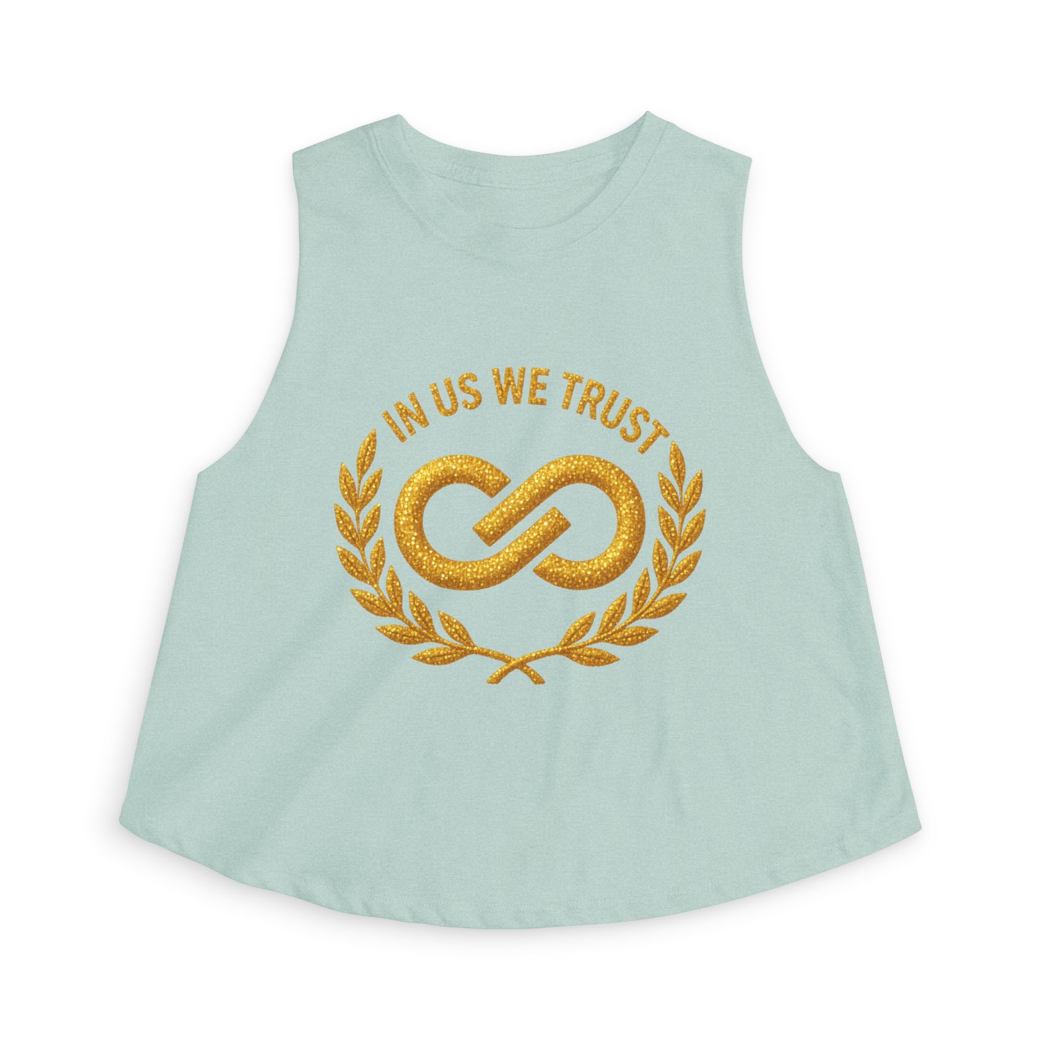 In Us We Trust Crop Top - Gold Infinity Link Women's Tank