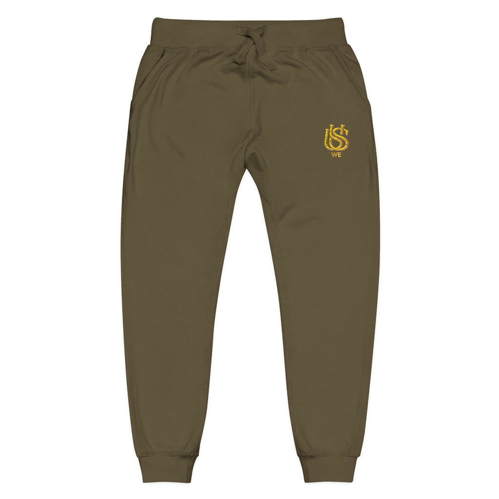 Embroidered USWE Gold Crest Sweatpants — Cozy Fleece Joggers
