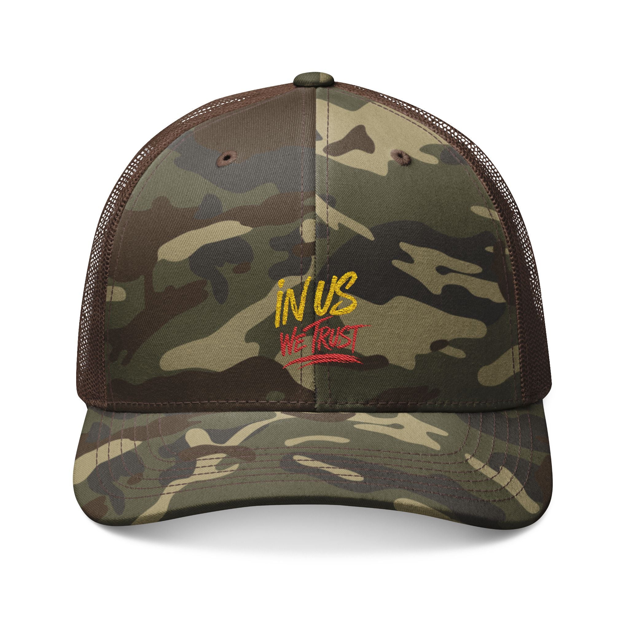 In Us We Trust camo trucker hat | embroidered camouflage cap