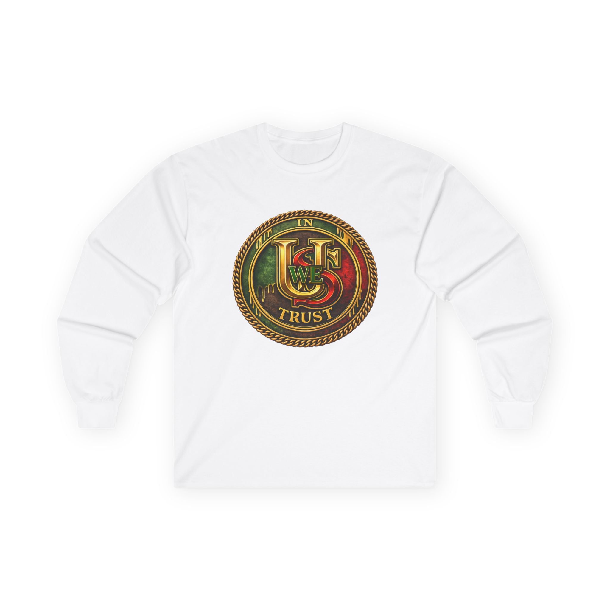In USWE Trust Coin Graphic Long Sleeve Tee | Vintage Token Design