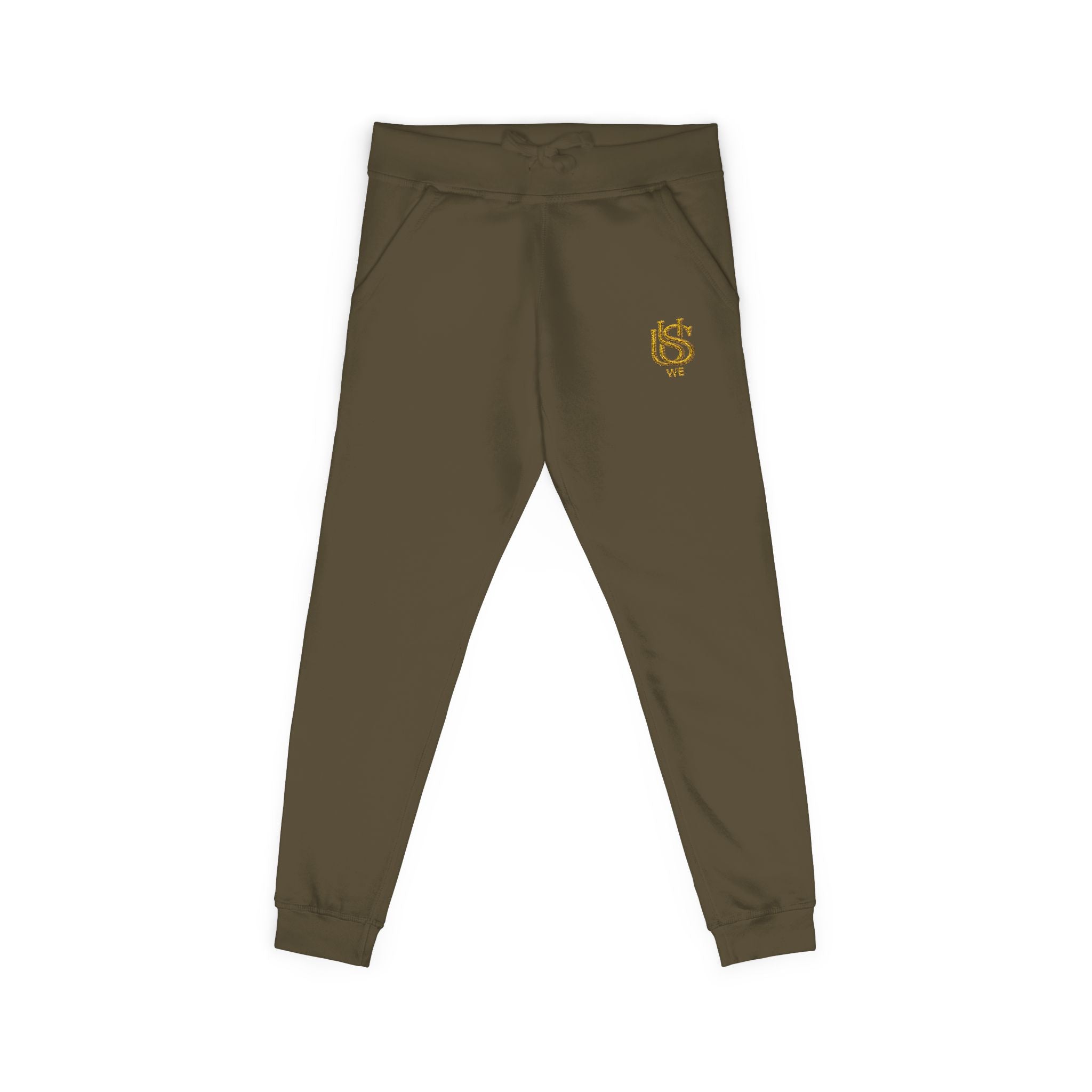 Embroidered USWE Gold Crest Sweatpants — Cozy Fleece Joggers