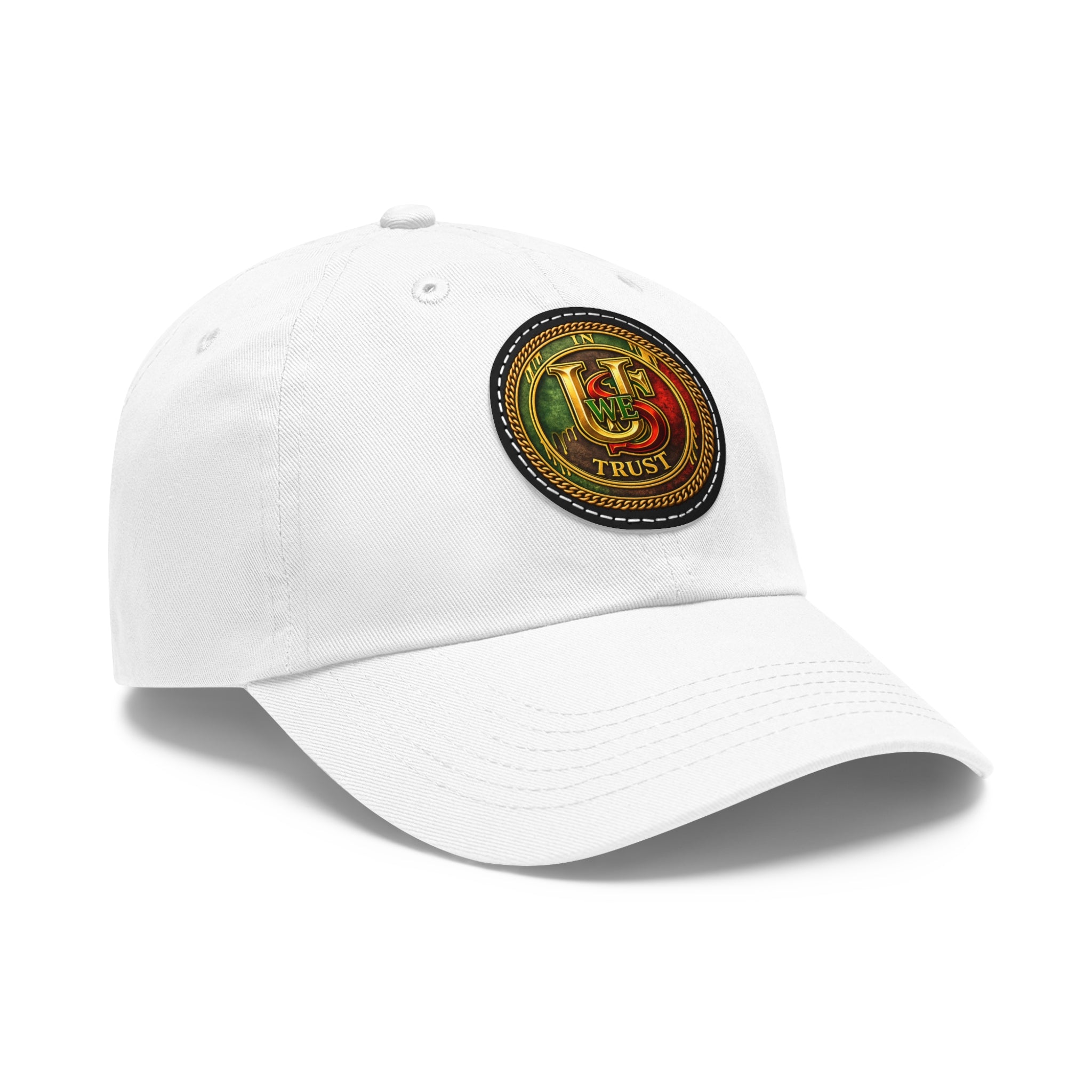 USWE Leather Patch Dad Hat — Vintage Gold Emblem Baseball Cap