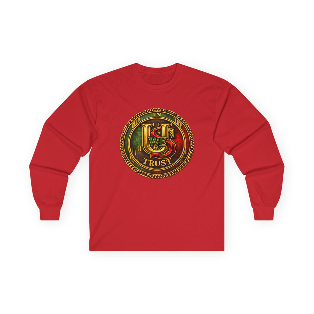 In USWE Trust Coin Graphic Long Sleeve Tee | Vintage Token Design