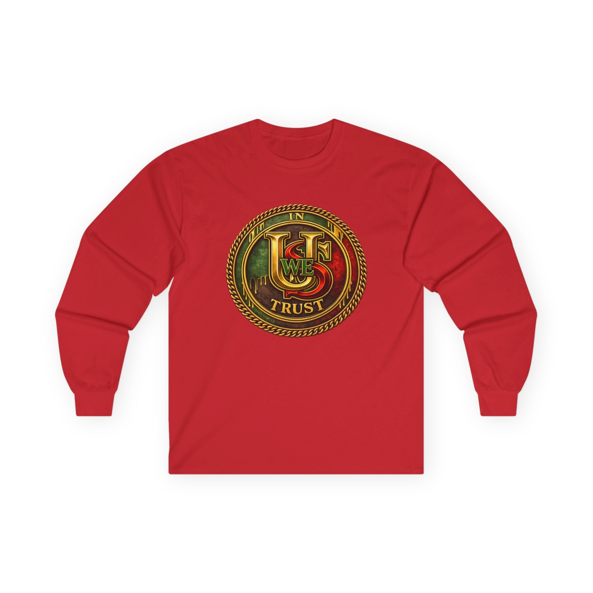 In USWE Trust Coin Graphic Long Sleeve Tee | Vintage Token Design