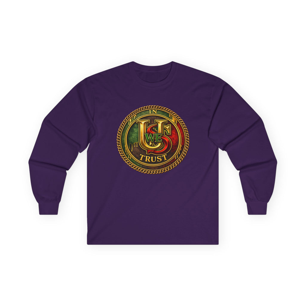 In USWE Trust Coin Graphic Long Sleeve Tee | Vintage Token Design