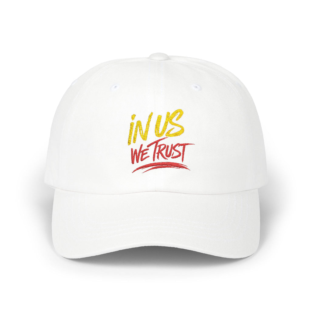 Dad Cap — "In Us We Trust" Embroidered White Baseball Hat