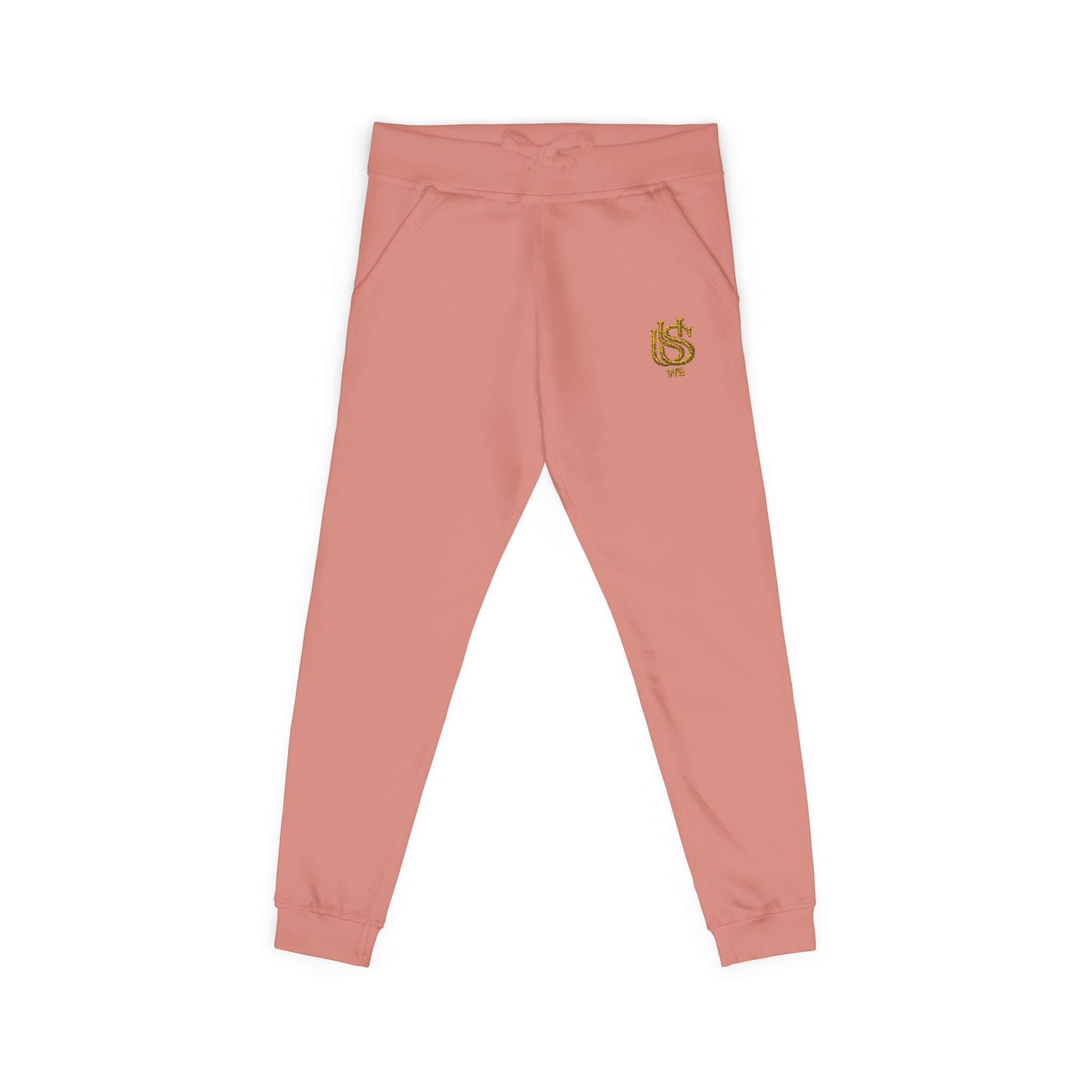 Embroidered USWE Gold Crest Sweatpants — Cozy Fleece Joggers
