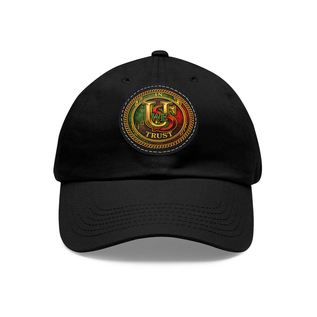 USWE Leather Patch Dad Hat — Vintage Gold Emblem Baseball Cap