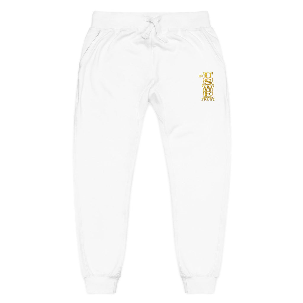 Embroidered USWE Gold Crest Sweatpants — Cozy Fleece Joggers