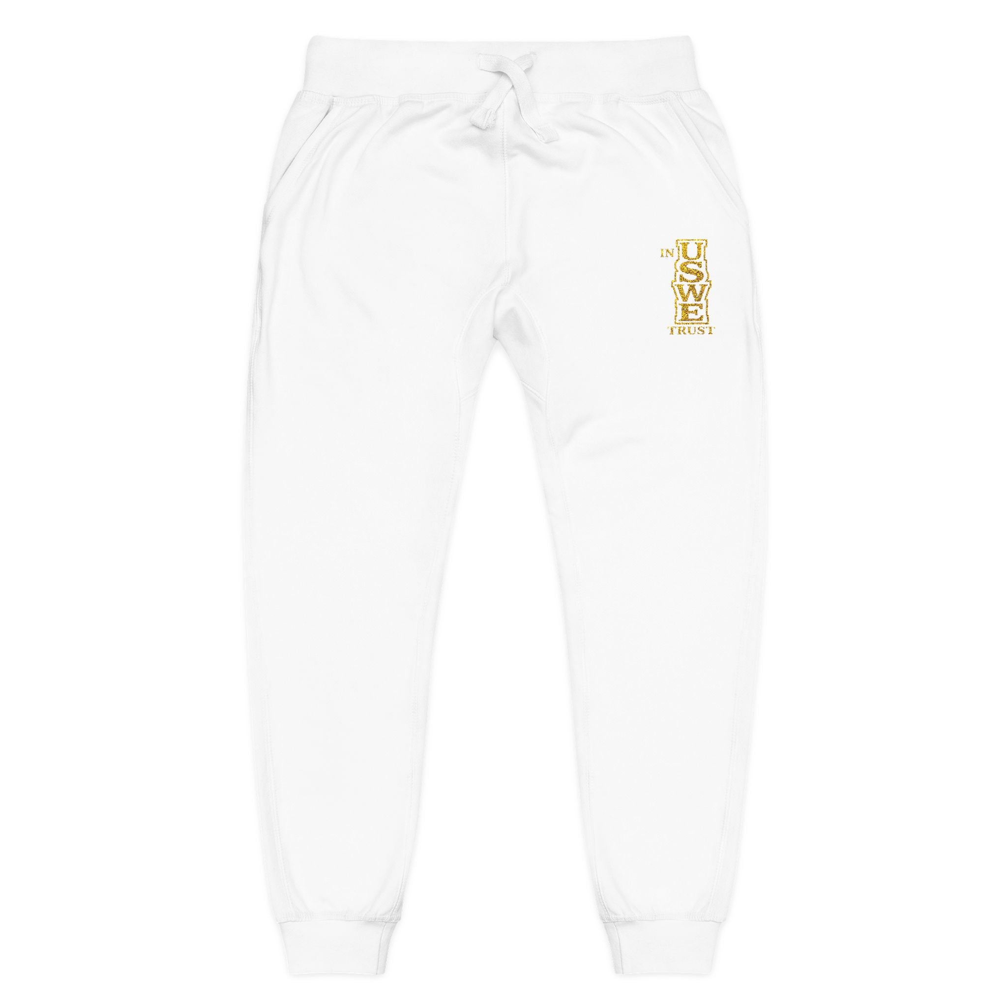 Embroidered USWE Gold Crest Sweatpants — Cozy Fleece Joggers