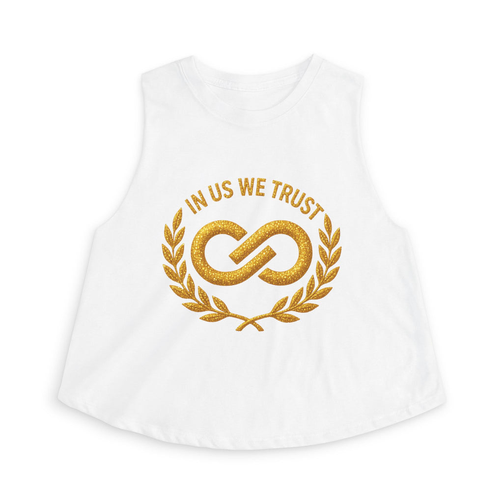 In Us We Trust Crop Top - Gold Infinity Link Women's Tank