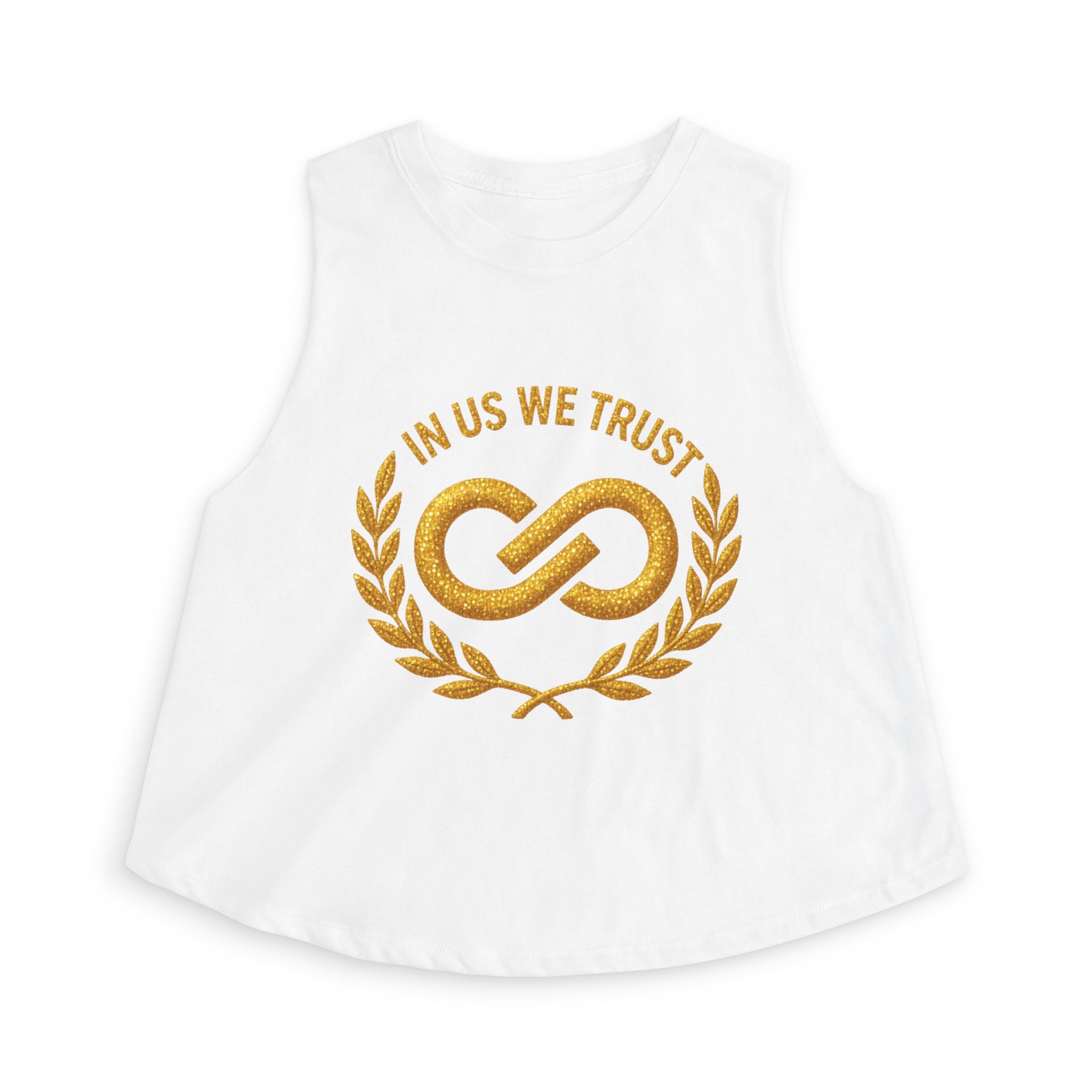 In Us We Trust Crop Top - Gold Infinity Link Women's Tank