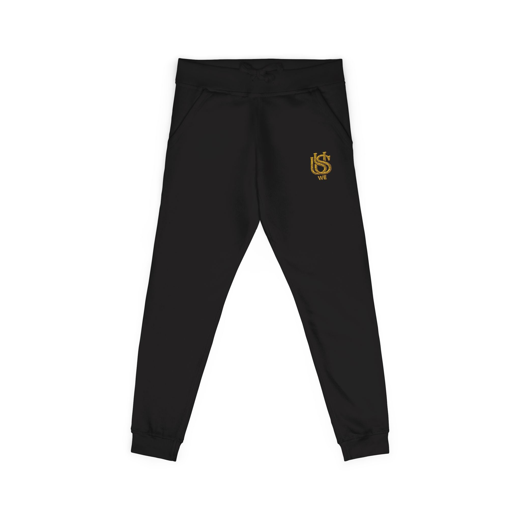 Embroidered USWE Gold Crest Sweatpants — Cozy Fleece Joggers