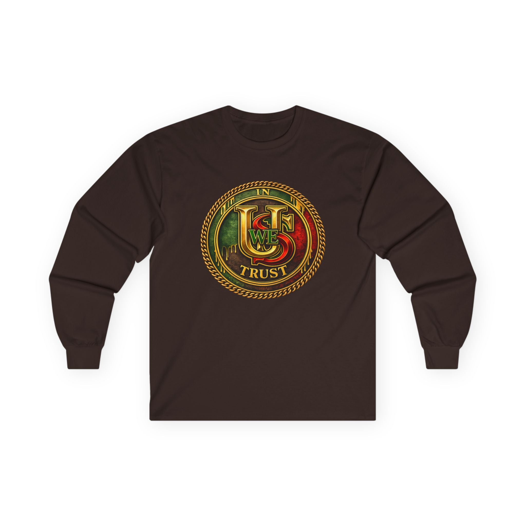 In USWE Trust Coin Graphic Long Sleeve Tee | Vintage Token Design